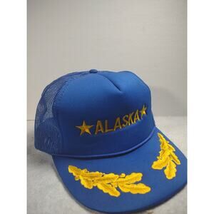 Alaska Mesh Trucker Gold Leaf Snapback Hat Cap 7.5 Inch Max Fully Adjusted